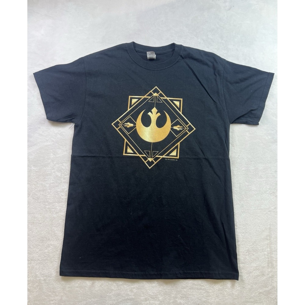 Star Wars Rebel Alliance Black Gold Foil Graphic T Shirt Mens Medium Gildan